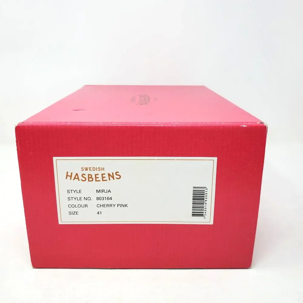 Swedish Hasbeens Mirja Heeled Clog Sandals Strappy Peep Toe Cherry Pink 41 US 11 - Picture 9 of 9